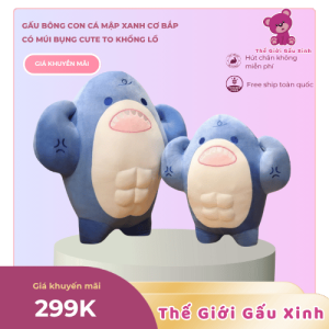 Gấu Bông Con Cá Mập Xanh Cơ Bắp Có Múi Bụng Cute To Khổng Lồ