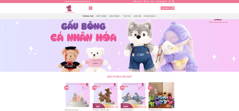 hình ảnh trang web của thế giời gấu xinh