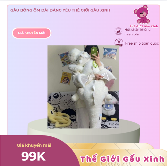 Gấu bông ôm dài đáng yêu Thế Giới Gấu Xinh