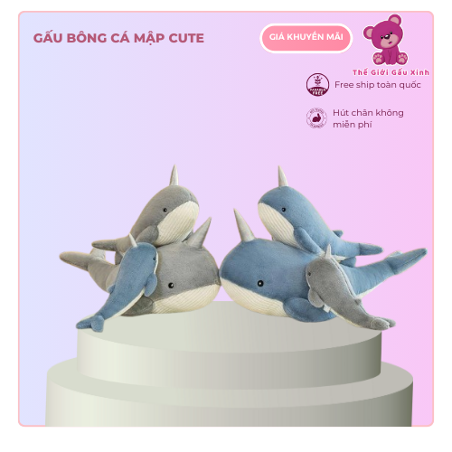 gấu bông cá mập cute