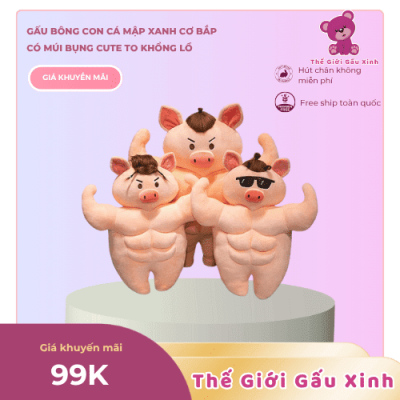 Gấu bông con heo cơ bắp